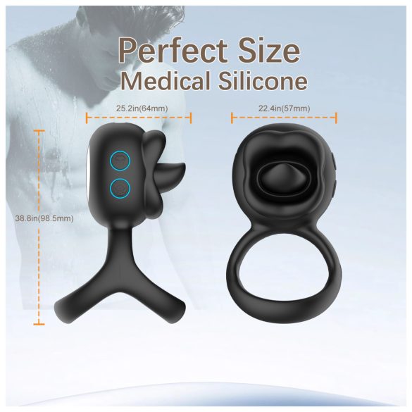 Biu-Biu - penio žiedas ir klitorio vibratorius - juodas