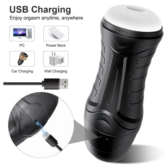 AlvUp - masturbatorius vyrams su vibracija ir siurbimu - juodas