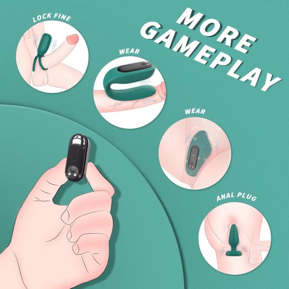 Sex HD - akumuliatorinis, nuotolinis 4 dalių vibratorius (žalias)