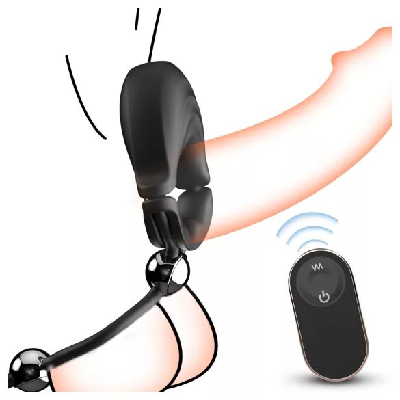 Sex HD - reguliuojamas vibruojantis penio žiedas su nuotolinio valdymo pulteliu (juodas)