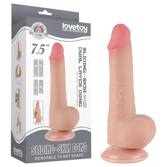 Lovetoy Sliding-Skin - dildo su dvigubu sluoksniu ir sėklidėmis