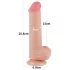 Lovetoy Sliding-Skin - dvigubas dildo su sėklidėmis - 20,8 cm natūralus