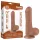 Lovetoy Sliding-Skin - dvigubas dildas su sėklidėmis - 18,3cm natūralios spalvos