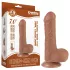 Lovetoy Sliding-Skin - dvigubas dildas su sėklidėmis - 18,3cm natūralios spalvos