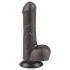Lovetoy Sliding-Skin - dvigubas dildo su sėklidėmis - 18,3 cm - rudas