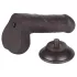 Lovetoy Sliding-Skin - dvigubas dildo su sėklidėmis - 18,3 cm - rudas