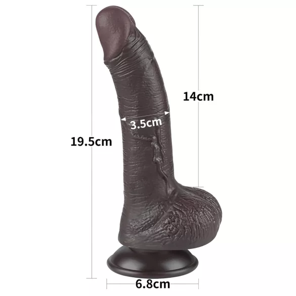 Lovetoy - dvigubas dildo su vakuume - slidus paviršius - rudas, 19,5 cm