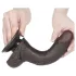 Lovetoy - dvigubas dildo su vakuume - slidus paviršius - rudas, 19,5 cm