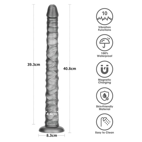 Lovetoy King Sized - didelis vibratorius - 40,5 cm - pilkas