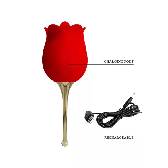 Pretty Love Rose Lover - klitorinis vibratorius su liežuvėliu 2in1 - raudonas