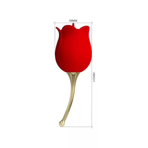 Pretty Love Rose Lover - klitorinis vibratorius su liežuvėliu 2in1 - raudonas