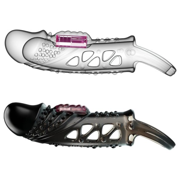 Pretty Love Cecelia - vibruojantis penio užmovas su žiedu - juodas