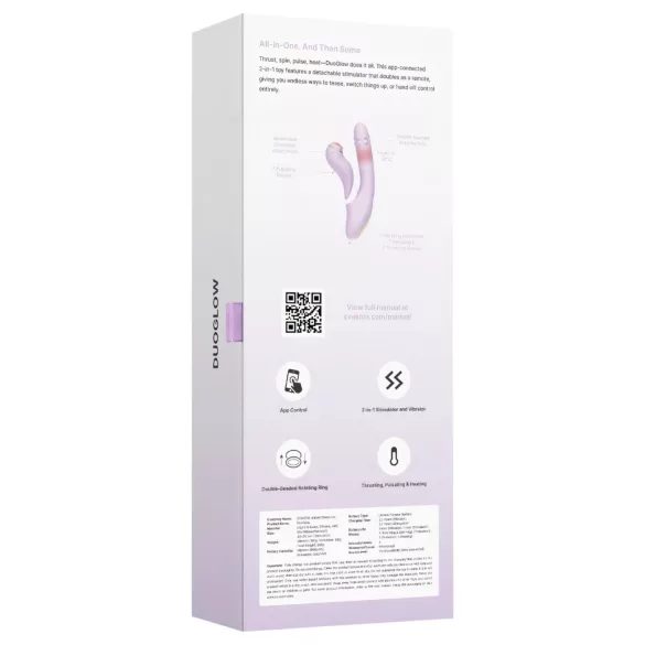 Svakom DuoGlow - programėle valdomas G taško ir klitorio vibratorius (violetinis)
