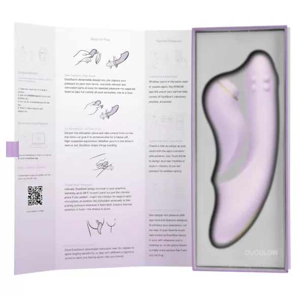 Svakom DuoGlow - programėle valdomas G taško ir klitorio vibratorius (violetinis)