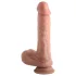 Dual Density - tikroviškas dildo su sėklidėmis ir siurbtuku - 20 cm (šviesus / natūralios spalvos)