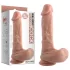 Dual Density - tikroviškas dildo su sėklidėmis ir siurbtuku - 20 cm (šviesus / natūralios spalvos)