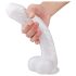 Sex HD Martin - baltoji natūrali dildo su siurbtuku, sėklidžių forma