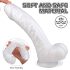 Sex HD Martin - baltoji natūrali dildo su siurbtuku, sėklidžių forma