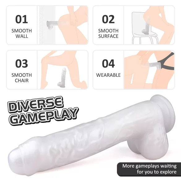 Sex HD Martin - realistiškas dildo su sėklidėmis ir siurbtuku - baltas