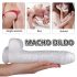 Sex HD Martin - baltoji natūrali dildo su siurbtuku, sėklidžių forma