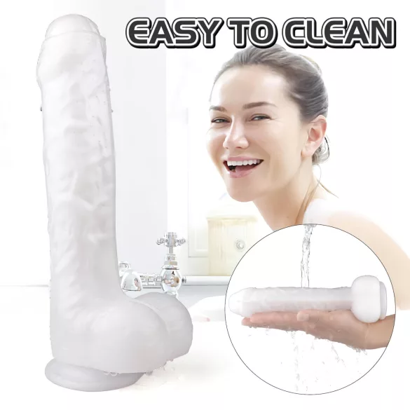 Sex HD Martin - realistiškas dildo su sėklidėmis ir siurbtuku - baltas