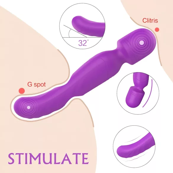 Sex HD Iris - vibratorius su dviem varikliais ir šildymo funkcija - violetinis