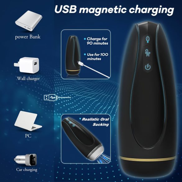 Sex HD Hawk - masturbatorius vyrams - vibruojantis ir siurbiantis