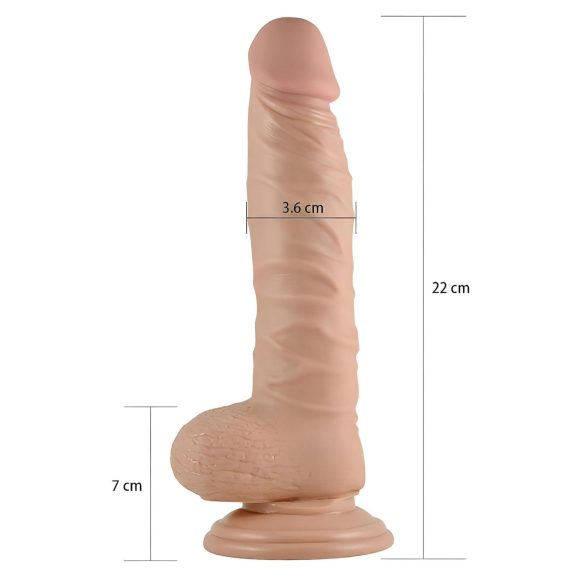 Lovetoy Real Extreme - dildo su siurbtuku - 21 cm - kūno spalvos