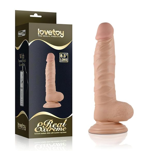 Lovetoy Real Extreme - dildo su siurbtuku - 21 cm - kūno spalvos