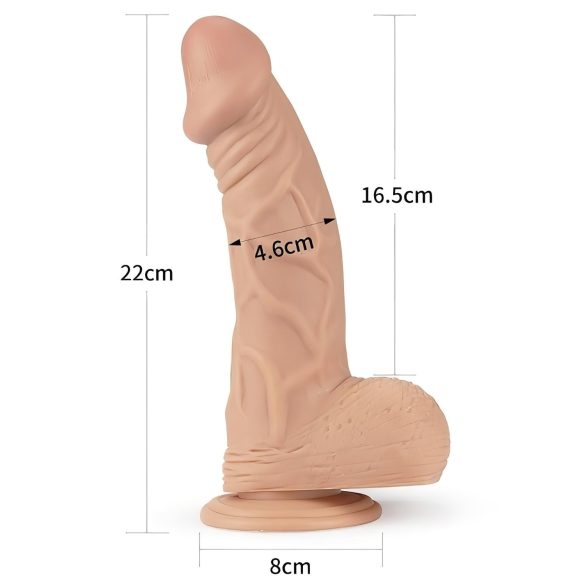 Lovetoy Real Extreme - dildo su siurbtuku - 23 cm - kūno spalvos