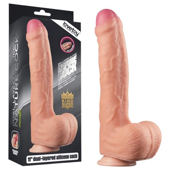 Lovetoy Nature Cock - dvigubas tikroviškas dildo - 28cm (natūralus)