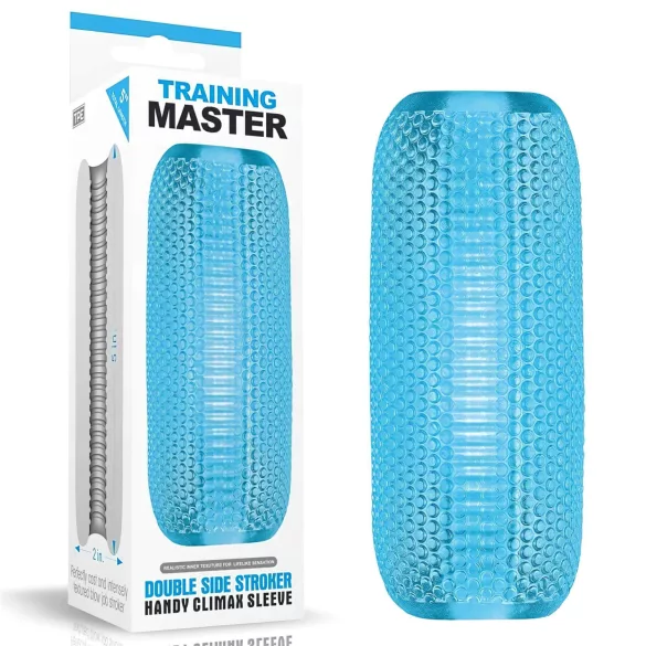 Lovetoy Training Master - dvipusis rumbuotas masturbatorius (mėlynas)