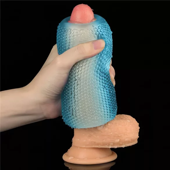 Lovetoy Training Master - dvipusis rumbuotas masturbatorius (mėlynas)