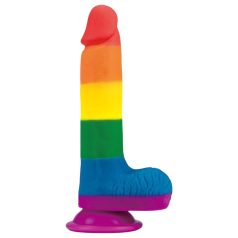   Lovetoy Prider - realistiškas dildo su sėklidėmis - 20 cm - vaivorykštinis