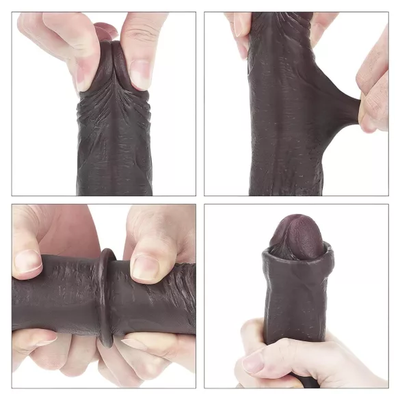 Lovetoy Sliding-Skin - dvigubo sluoksnio dildo - 18 cm - ruda