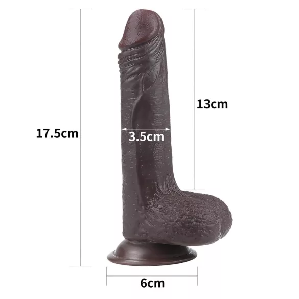 Lovetoy Sliding-Skin - dvigubo sluoksnio dildo - 18 cm - ruda