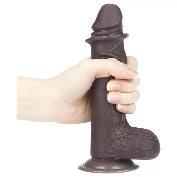 Lovetoy Sliding-Skin - dvigubo sluoksnio dildo - 18 cm - ruda