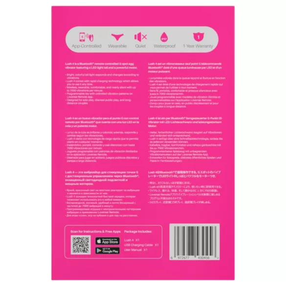 LOVENSE Lush 4 - išmanus vibruojantis kiaušinėlis (rožinis)