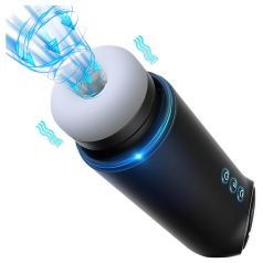 Leopard - judantis ir vibruojantis masturbatorius (juodas)