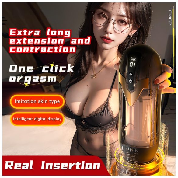 Leopard - automatinis masturbatorius - stūmuoklis - juodas