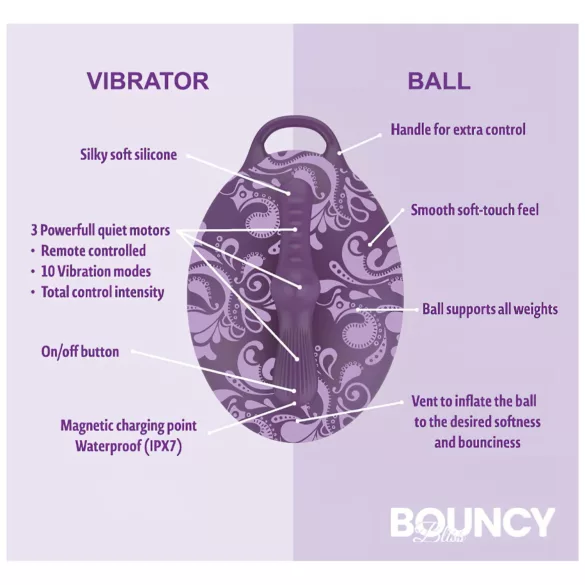 Bouncy Bliss Classic - pripučiama pagalvė su vibratoriumi - purpurinė
