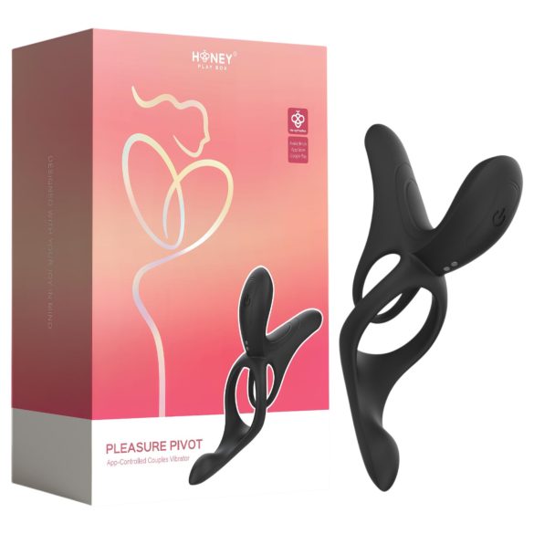 Honey Play Box Pleasure Pivot - vibruojantis penio ir sėklidžių žiedas - juodas