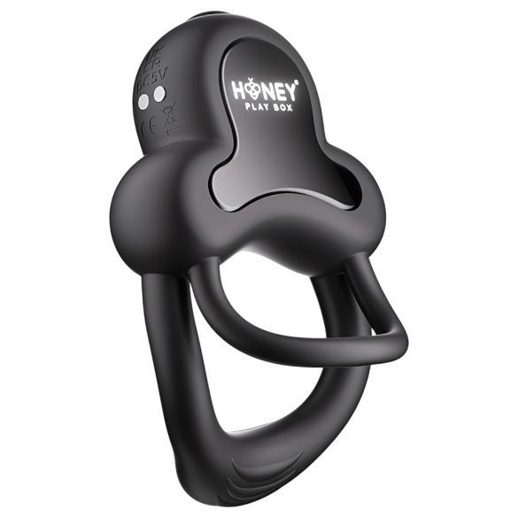 Honey Play Box Anello - vibruojantis penio ir sėklidžių žiedas - juodas