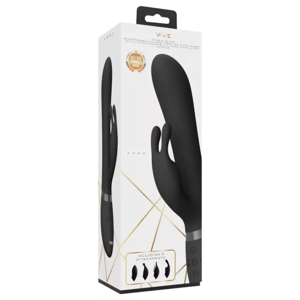 Vive Chou - vibratorius su klitorio rankenėle 4in1 - juodas