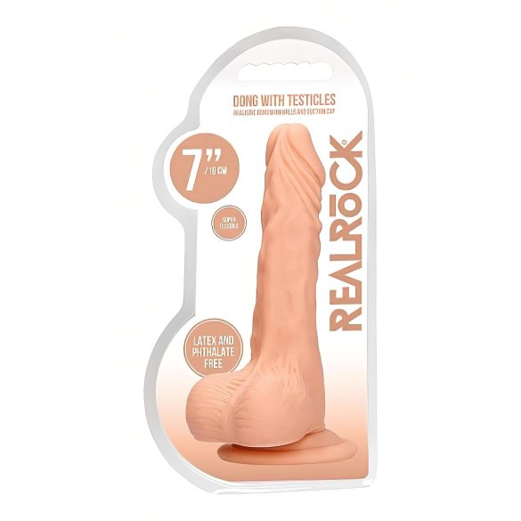 RealRock Dong 7 - realistiškas dildo su sėklidėmis 17cm - kūno spalvos