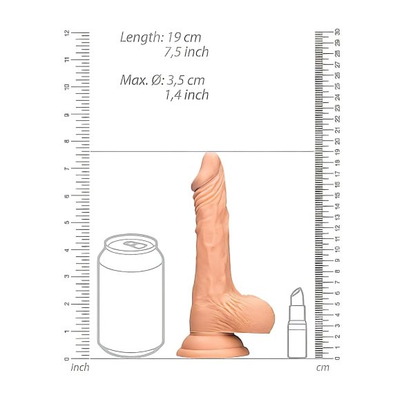 RealRock Dong 7 - realistiškas dildo su sėklidėmis 17cm - kūno spalvos