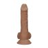 RealRock Dong 7 - tikroviškas dildo su sėklidėmis (17 cm) - tamsus natūralus