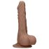 RealRock Dong 7 - tikroviškas dildo su sėklidėmis (17 cm) - tamsus natūralus