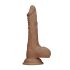 RealRock Dong 10 - tikroviškas dildo su sėklidėmis (25cm) - tamsus natūralus