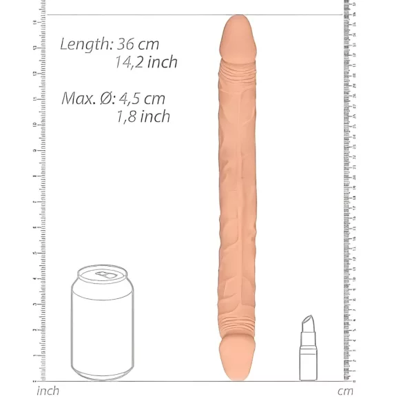 RealRock - dvigubas dildo - 36 cm - kūno spalvos